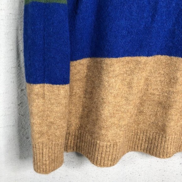 AYR Sweater Women Medium Green Blue Camel Alpaca Wool Blend The Kick Back Fuzzy - Picture 11 of 14